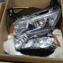 Headlights Assembly Pair for 2011-2013 Jeep Grand Cherokee / 2011-2017 Jeep Compass Halogen Headlamps Replacement Driver and Passenger Side (RH LH),Chrome Housing Amber Reflector