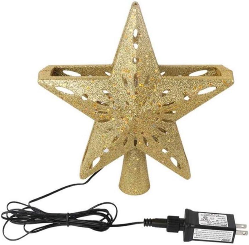 LED Projector Light Christmas Projector 5-Point Star Christmas Treetop with Built-in Rotating Magic Ball LED Projector for Christmas Tree Ornament Home Party Holiday Winter Xmas Decorations