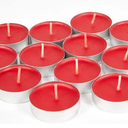 Tea Light Candles Colored Unscented Metallic Tin Cups Set of 18 Made in USA (Red)