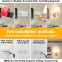 Vimhou Peel and Stick Wall Sconces, Stick On Wall Sconce Set of 2, Battery Operated Wireless Wall Light, No Drill Adhesive Wall Lamp, Corn Bulb with 10000mAh Rechargeable Battery, Bedroom Wall Decor, 11.8inch