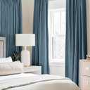 MIULEE Linen Texture Curtains for Bedroom Solid 100% Blackout Thermal Insulated Dusty Blue Curtains Grommet Room Darkening Drapes Luxury Decor for Living Room Nursery 52x84 Inch (2 Panels)