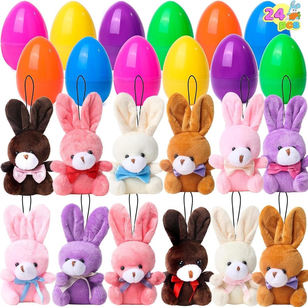 HAPPY EASTER

AGE 3+

24 PCS Easter Eggs with Plush Bunnies