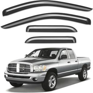 Out-Channel Window Rain Guards Fit for 2002-2008 Dodge Ram 1500 Quad Cab/Extended Cab, Window Vent Visors Wind Deflector Vent Shades for 03-09 Dodge Ram 2500 3500 Extended Cab