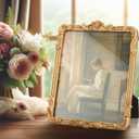 Chunful 2 Pcs Gold Picture Frames Vintage Antique Ornate Resin Photo Frames with Acrylic Front for Wall Hanging and Tabletop Photo Display Home Decor Wedding Favors(8 x 10 Inch,Retro)