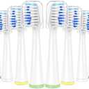 Oralphi 8 Pack Toothbrush Replacement Heads for Waterpik Sensonic Complete Care CC-04CD010-1, and for Waterpik Sensonic Electric Toothbrush STW-03W020/STW-03W027, with Cover for White STWB-3WW-B