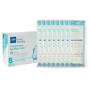 Medline 2-in-1 Absorbent Perineal Pad and Instant Cold Ice Packs for Postpartum Care (8 Count). Ready-to-use Essential for After Delivery, Maternity, Postpartum Care