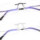 2 Pairs Rimless Clear Bifocal Reading Glasses Blue Light Blocking Readers for Men Women Eyewear Far Near Eyeglasses (3.5 x)
