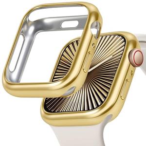 JR.DM 40mm Soft Flexible TPU Case Compatible for Apple Watch Series 6/5/4/SE Touchable Screen Lightweight Anti-Scratch All-Around Protector Thin Guard Shockproof Cover Shiny Bumper for iWatch, Gold