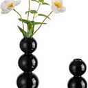Glass Bubble Vases for Flowers, Hewory 2pcs Black Unique Cute Single Flower Vase for Centerpieces, Funky Aesthetic Vase Skinny Bud Vase, Cool Groovy Decor for Home Living Room Bedroom Office Tabletop