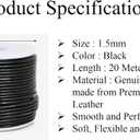 GENIQUE Real/Genuine Round Leather String Cord for Necklace, Bracelets, Jewellery, Braiding (1.5mm, Black)