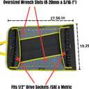 4-in-1 Wrench and Socket Tool Roll Bag 52-Pocket Heavy Duty Organizer for SAE & Metric Sets (1/2" Dr. Sockets) Mobile Mechanic and Fleet Maintenance Tool Wrap Pouch (Industrial Yellow)