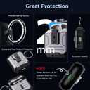 DASFOND Armor Cover AirPods 2nd & 1st Generation Case, Military Grade Full Body Shockproof Protection Hard Case, Support Wireless Charging with Keychain, Magnetic Lid, Front LED Visible, Silver