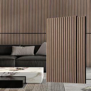 FORTUNO 2 Pcs Wood Panels for Wall and Ceiling - Decorative Fluted Slat Wall Paneling, Sound Absorbing Acoustic Panels for Studio, Living Room, 47.2"23.6", Brown