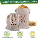 Augshy 4 Packs Linen Bread Bags for Homemade Bread, Unbleached, Reusable Bread Storage Bakery & Baguette