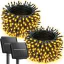 Brightown 2 Pack Solar String Lights Outdoor Waterproof, 92Ft 240 LED Solar Lights Outdoor with 8 Modes, Outdoor Light Solar Powered for Patio Yard Tree Garden Party Decorations, Warm White