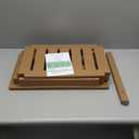 HDPE Shower Bench, 2-Tier Spa Stool with Storage Shelf, Non-Slip & Water Resistant Shower Seat (Teak L Size)