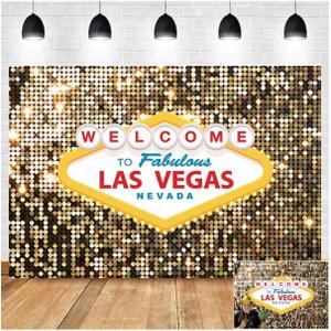 Welcome to Las Vegas Photography Backdrops 7x5ft Vinyl Fabulous Casino Poker Movie Themed Vintage Costume Dress-up Birthday Prom Ceremony Photo Background Studio Booth Props Supplies
