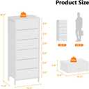Furnulem White Tall Dresser for Bedroom,Vertical Storage Tower Unit and End Table with 6 Fabric Drawers, Nightstand Furniture with Drawer Organizer in Living Room,Closet,Entryway,Hallyway, 11.5"D x 16"W x 39.6"H