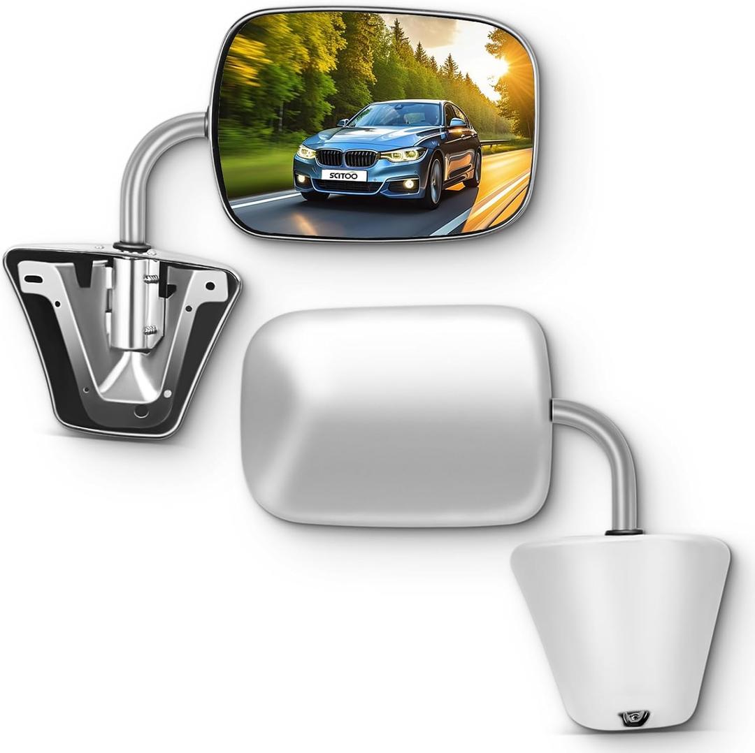 SCITOO Side View Mirrors Fit For 1973-1991 For Chevy Blazer For GMC Jimmy Suburban C10 20 30/C/K1500 2500 3500/C15 25 35 Towing Mirror ABS Plastic Manual Folding