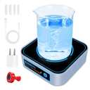 LVDALAB Magnetic Stirrer, Mini Magnetic Stir Plate with 4 Pcs Stir Bars and 1 Retriever, 3000RPM Magnetic Stirrer Mixer Lab Stirrers, Max Capacity 2000ml,5 Gear Speed-Silver(NO Heating)