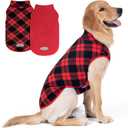 cyeollo 2 Pack Large Dog Sweater, Fleece Vest Pullover Sweatshirt Reflective Lightweight Christmas Pet Clothes for Large Dogs Dog Winter Coat Boy & Girl Pet Apparel, Red & Buffalo Plaid XXXL