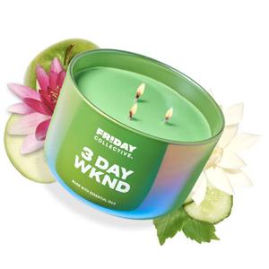 Friday Collective 3 Day Wknd Candle, Fruity Scented, Made with Essential Oils, 3 Wicks, 13.5 oz