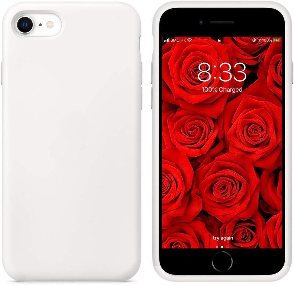 IceSword iPhone SE 3 Case 2022 - White Silicone Gel Rubber Cover, Drop Protection for iPhone SE 3 & 2020 (2nd Gen) 4.7"