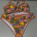 Fanuerg Women's Triangle Bikini Sets O Ring Linked Two Piece Swimsuits Floral Printed Cheeky Bathing Suit, Fruit Print, Medium