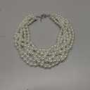 Wiwpar Chunky Cluster White Imitation Pearl Statement Necklace Multi Strand Twisted Bib Collar Necklace Costume Jewelry Pearl Necklace and Earring Set 1920s Costume jewelry Weeding (white)