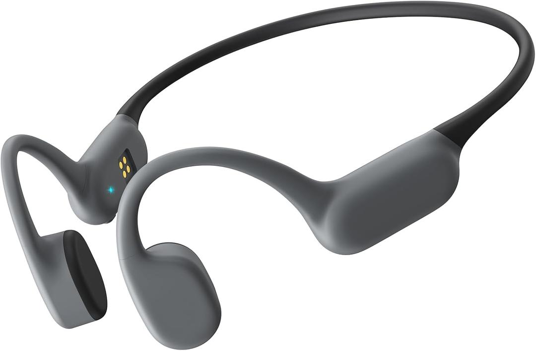 Bone Conduction Headphones, Bluetooth 5.4 Open Ear Headphones Wireless with Mic,IPX6 Sport Headphones for Running(Grey)