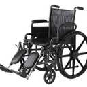 Medline K1 Basic Vinyl Wheelchair, 20" Wide Seat, Swing-Back Desk-Length Arms, Elevating Leg Rests - Comfortable, Durable & Reliable Mobility Aid