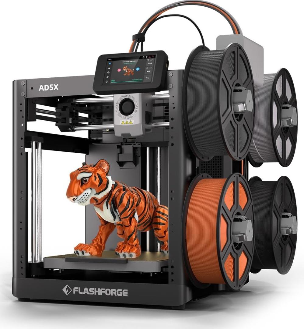 FLASHFORGE AD5X Multi-Color 3D Printer, CoreXY 600mm/s High-Speed, 1-Click Auto Leveling, 300C Direct Drive Extruder, 220x220x220mm Build Volume, Ideal for Precision and Efficiency