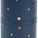 RSRSLEII Portable Makeup Brush Holder, Waterproof PU Leather Travel Makeup Brush Case Bag Cup, Brush Storage Dustproof Bag (06Deepblue Star)