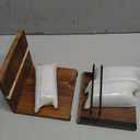 MyGift Napkin Holder with Salt and Pepper Shakers Set, Wood Tabletop Napkin Dispenser with Condiment Organizer and 3 Glass Shakers, Rustic Kitchen Dcor