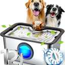 Large Dog Water Fountain SS304,12L Ultra-Purification Pet Drinking Dispenser with Visual Window,Widely Drinking Area,Deep Purification Filter,Triple Waterfall Structure,Low Water Indicator