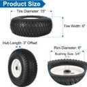 15x6.00-6nhs Lawn Mower Front Tire 4 Ply Tubeless 15x6x6 Lawn Mower 570 Lbs Tire and Wheel with 3/4" Bushing and 12 Spacers, Replacement for Garden Lawn Tractor Riding Lawn Mower, 2 Pack
