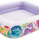 Intex 57470EP Sun Shade 5 Foot Square Inflatable Durable 10 Gauge Vinyl Kiddie Pool with Ocean Scene and Canopy for Ages 3 Years and Up, Multicolor