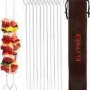 12" 12 Pack - Metal Skewers Reusable Kabob Skewers BBQ Barbecue Skewers for Grilling, Stainless Steel