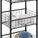 3-Tier FreeStanding Open Shelf,Bathroom Organizer Shelves Unit with Adjustable Feet, Metal Steel Storage Tower Organizer Rack Basket Cart for Bathroom, Living Room, Balcony, Kitchen