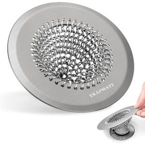 Shower Drain Hair Catcher, Fast Drainage Bathtub Drain Hair Catcher, Easy Clean Hair Catcher Shower Drain, Upgraded 304 Stainless Steel Shower Drain Cover for Bath Regular & Pop-up Drain (Light Gray)