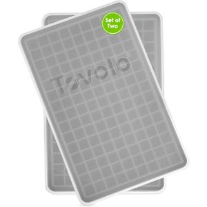 Tovolo Mini Ice Cube Tray with Lid Set of 2 Tiny Ice Maker for Freezer, Silicone Mini Ice Cube Tray Small Square Nugget Ice Makes 135 Tiny Cubes BPA Free Stackable Dishwasher Safe Charcoal Gray Trays