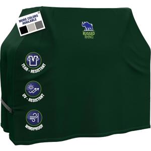 Rugged Rhino Heavy Duty Grill Cover for Outdoor Grills, All Season Three Layer Waterproof Covers, UV Resistant, Windproof, Secure Buckle Closure, Grilling, Griddle, Outside Storage, 58x24x48, Green