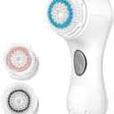 Facial Cleansing Brush, Sonic Face Scrubber Exfoliator for Women Skin Care Deep Cleaning Exfoliating, Rechargeable Waterproof Electric with 2 Speeds for Home & Travel(White)