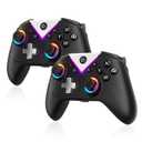 Dinosoo 2 Pack RGB Wireless Switch Controller, PC Gaming Controller, with Bluetooth, Wake up, Gyro Axis, Turbo, Macro, Dual Vibration, and Screenshot, Compatible with Steam and Switch