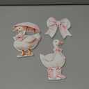 Youyole 3 Pcs Silly Goose Birthday Party Decoration Pink Bow Wooden Silly Goose Baby Shower Decor Funny Table Centerpiece Gift for Party Favor Cupcake Topper
