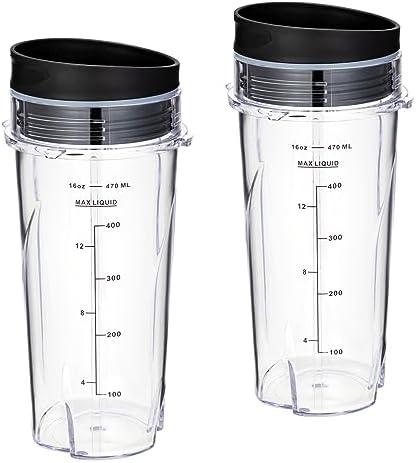 QB3001SS/ QB3000SS Blender Cups for Ninja Replacement 16oz, Fit Compact Personal Blender with Lids- 2 Pack.