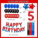 5th Birthday Decorations For Boys,Red Spider Web Birthday Decorations,Large Number 5 Balloon,Foil Fringe Curtains,Red Blue Balloons