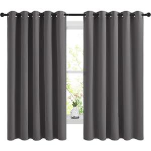 NICETOWN Blackout Curtains Panels for Bedroom, 2 Panels, 66 x 60 Inch, Gray, 3 Pass Microfiber Noise Reducing Thermal Insulated Solid Ring Top Blackout Window Drapes