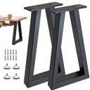 24 Inch Metal Table Legs Black, Industrial DIY Furniture Legs for Desk, Nightstand, Coffee/End/Side Table, Set of 2, 24 '' Trapezoid