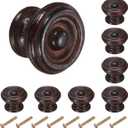 uxcell 8pcs Round Wooden Knobs, 37mm/1.5" Mushroom Shape Kitchen Cabinet Knobs Single Hole Drawer Pull Hardware Handles Decorative Furniture for Drawer Dresser Wardrobe, Dark Brown